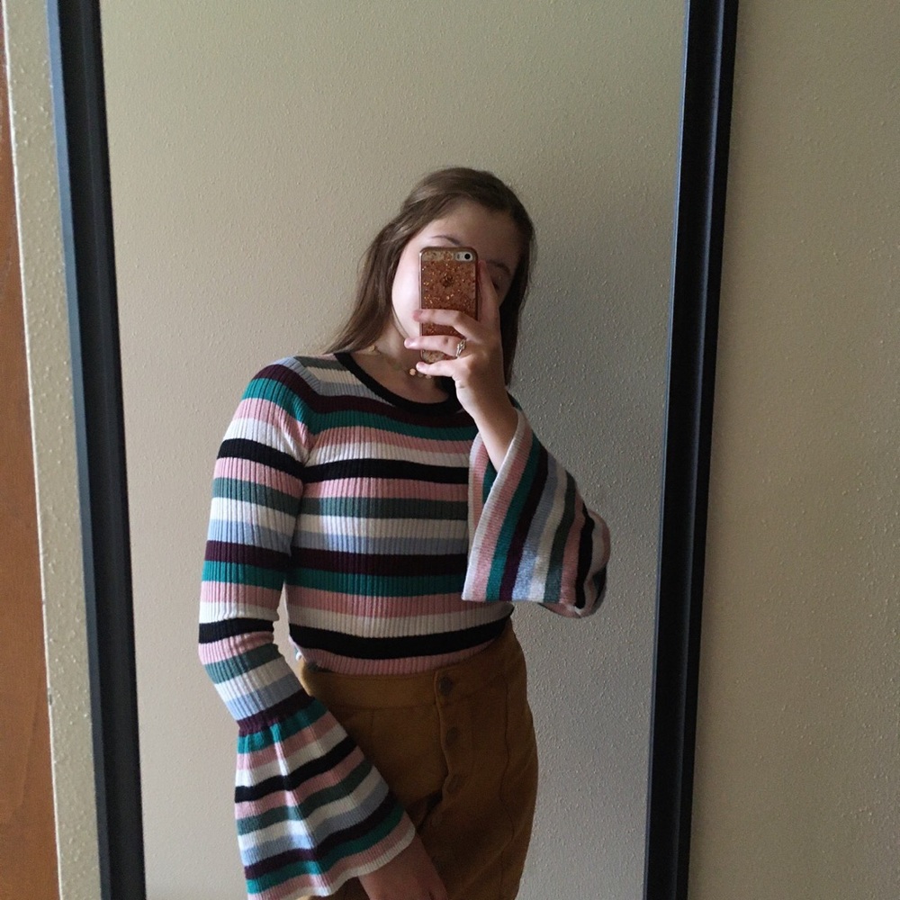 Colorful Striped Cropped Sweater